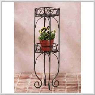  Two Tier Lacy Metal Scrollwork Indoor Outdoor Plant Stand Rack