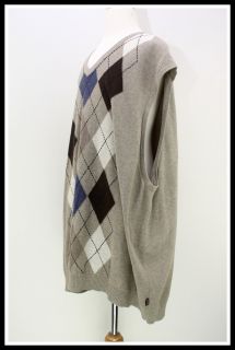 Tommy Bahama 18 Golf Size XXL Tan Brown Argyle Print Knit Mens Sweater