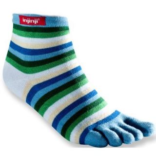 Injinji Rainbow Strip Mini Crew Toe Socks Womens Medium M Blue New