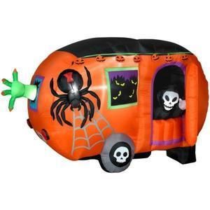 Inflatable Halloween Scary Skeleton in camper Lawn Decor New