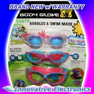 Brand New Body Glove Youth Kids Swim Goggle Mask 3 Pack