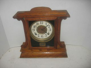 Antique Ingraham Oak Kitchenette Chime Cabinet Clock