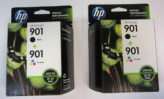 Lot of 2 HP Ink Cartridges 901 Black and 901 Black Brand New May 2014