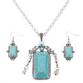 EUR € 7.53   Rechthoek Turquoise Oorbellen Ketting sieraden set