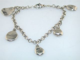  STERLING SILVER CHARM BRACELET THAT HAS INSPIRATIONAL NUGGET CHARMS