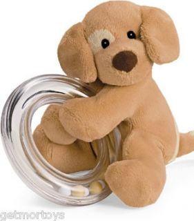 Gund Baby Spunky Puppy Dog Plush Ring Rattle New