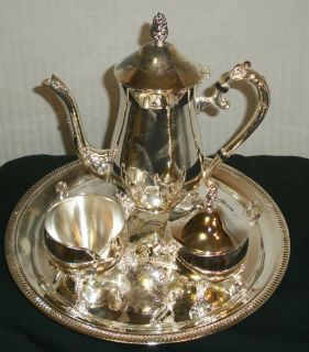 International Silver Company Silver Plate 4 Piece Coffee Set Used in
