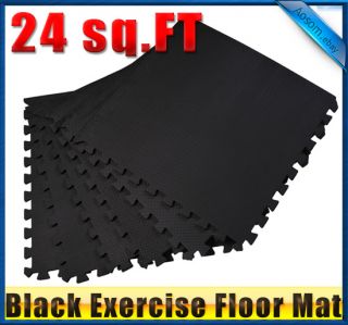Soozier 24 Sq ft Black Foam Interlocking Exercise Gym Floor Mat