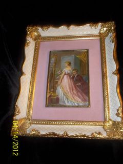 Antique Victorian French Interior Painting Two Women Signed Boxio LQQK