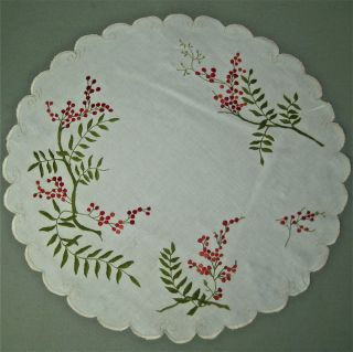 Antique Society Silk Embroidered Flower 17 5 Centerpiece Doily