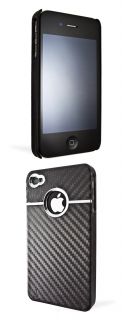 Deluxe Black Cover w Chrome for iPhone 4 4G Case Carbon Fiber Apple 4S