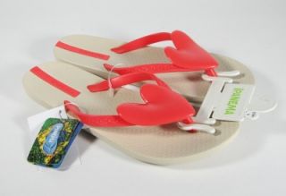 Beige Red Recycleable Ipanema Neo Love Heart Thong Flip Flop Sandal