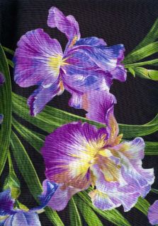 Large Scale Iris Fabric on Black This Is Gorgeous