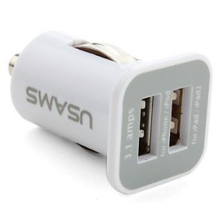 USD $ 4.79   Dual port USB Car Charger for iPhones and iPads (White