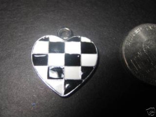 New Checkered Racing Flag Heart Charm NASCAR F1 IRL