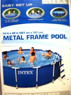 Intex 14 ft x 42 in Metal Frame Above Ground Swimming Pool Complete