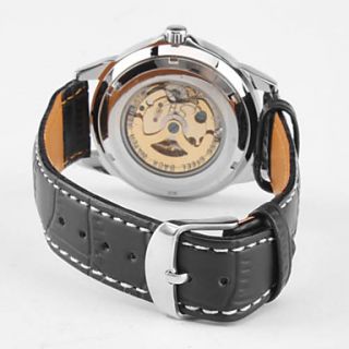 USD $ 18.59   Mens PU Analog Automatic Mechanical Wrist Watch (Black