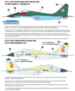Caracal Decals 1 48 Mikoyan MIG 29 Fighter North Korea and Iran