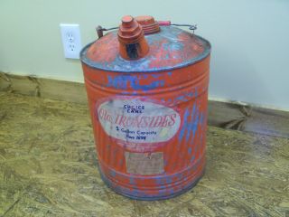 Antique Old Ironside 5 Gallon Metal Gas Can