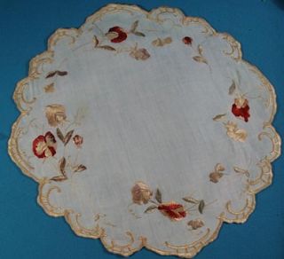  victorian era round centerpiece with all hand embroidery in silk