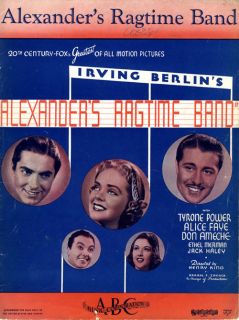 Alice Faye 1938 Irving Berlins Movie Alexanders Ragtime Band Sheet