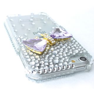  3D Bow Tie Clear Bling Hard Case Cover Apple iPod Touch 5 5G Accessory