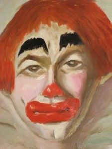 1950s Clown Oil Painting Signed Walker Ipswich Mass