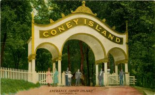 Cincinnati Ohio Oh 1908 Coney Island Amusement Park Entrance Vintage