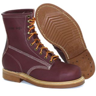 Iron Age 645 Mens Steel Toe Burgundy Leather Boot 8 D