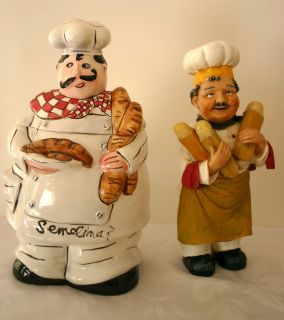Italian Chef Holding Bread Cookie Jar 12 Figurine 11 Great Kitchen