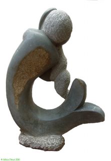 Shona Stone Sculpture Mermaid Water Spirit Signed