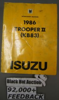 1986 Isuzu Trooper II KB83 OEM Workshop Service Repair Shop Dealership