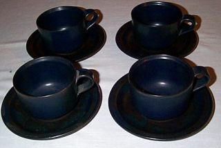 Set 4 Iron Mountain Blue Ridge Pattern Cups Saucers Tennessee