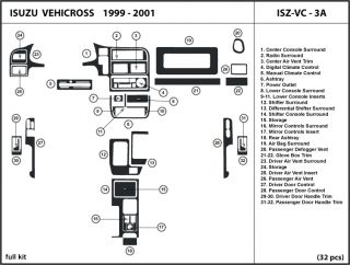 Isuzu Vehicross 99 01 1999 2000 2001 Dash Kit Trim Wood Interior