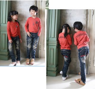  Girls Denim Jeans Kids Stars Print Unisex Children Jeans Size 3 8 Year