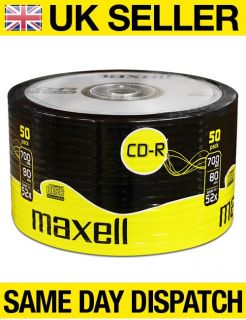 50 CDR Maxell Blank Discs CD R Recordable CD 80 mins 52x 700MB