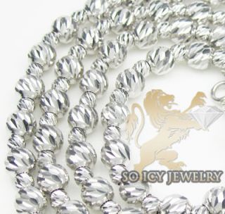 14k White Gold Italian Bead Ball Chain Necklace Ladies