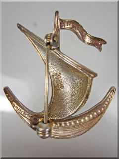 Ivar T. Holth Norwegian Sterling and Enamel Scandinavian Ship Pin