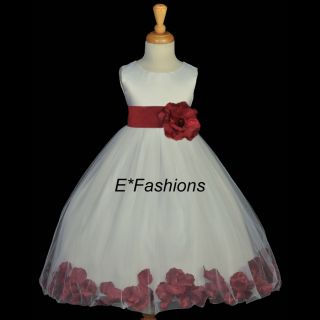 Ivory Burgundy Red Flower Girl Dress 12M 2 4 6 6X 7 8 10 