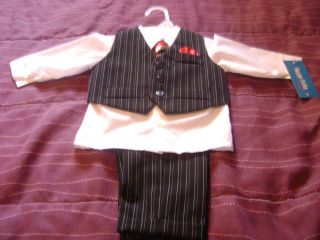 Adorable Black White Pinstriped Size 12 Months 4pc Suit