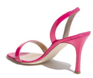 Manolo Blahnik Minchisli Pink Patent Slingback Sandals Heels 37 6 5 $