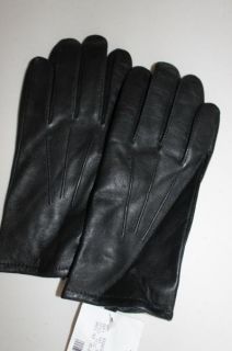 Isotoner Fine Grain Leather Cashmere Lined Black Gloves Mens Medium