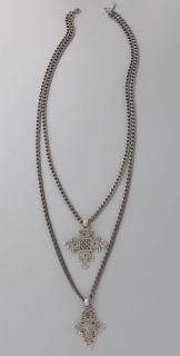 Carol Marie Double Ethiopian Cross Necklace