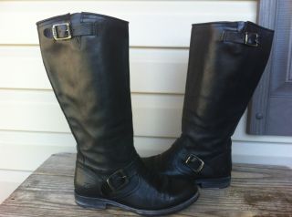 Frye Boot Veronica Slouch Black Women Leather Riding Boot Size 7 $328