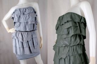 198 Juicy Couture Stretch Jersey Ruffle Mini Strapless Dress w Silk