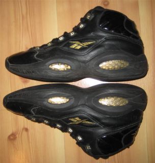 Reebok Iverson Black Gold Question Basketball Shoes Sz 12