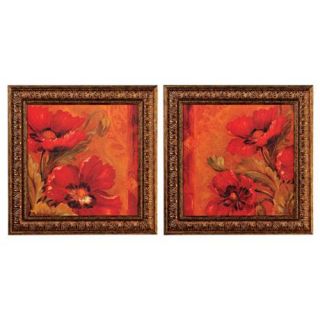 Set of two prints. Flower detailing. Detailed bronze finish frames