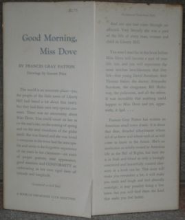 Frances Patton Good Morning Miss Dove Signed 1st 1st