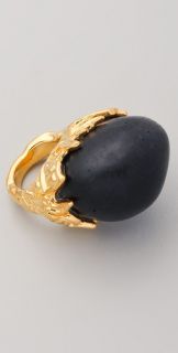 Alexis Bittar Gold Baroque Black Coal Resin Ring