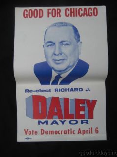 Vintage Mayor Richard J Daley Political Poster Picture
